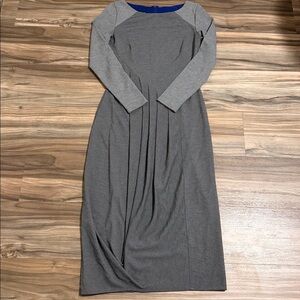 Ronen Chen Women Black & Gray Viscose Long Sleeve Back Zip A-Line Dress Size 1